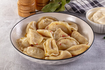 Traditiolal vareniki - stuffed dumplings with potato