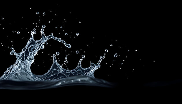 water splash in a black background with many design can use