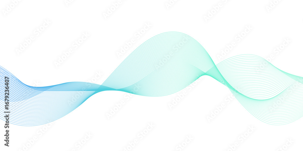 Aufkleber abstract green wavy line colorful vector background, transparent design element in the form of a wav