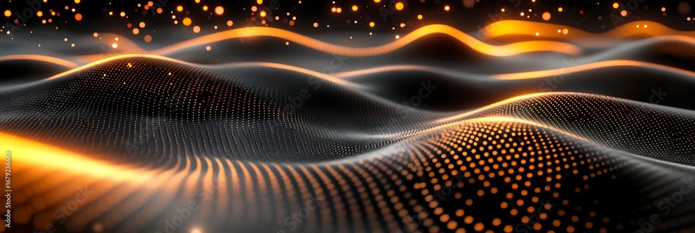 Poster abstract digital waves: a mesmerizing visual, a symphony of data gracefully flowing, represented thr