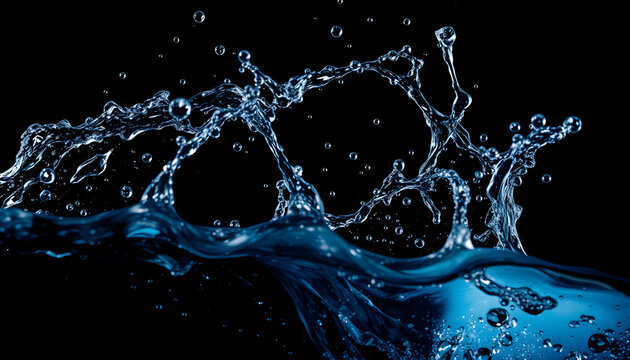 water splash in a black background with many design can use