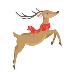 Leaping Christmas Deer with Red Scarf