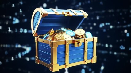 digital treasure chest with cryptocurrency and nft coins - Powered by Adobe