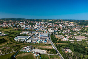 Mladenovac, Serbia. Aerial drone view Panorama of city
