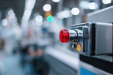 Precision machinery with emergency stop mechanism in industrial setting Generative AI