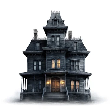 Old Abandoned Haunted House Isolated View on white background