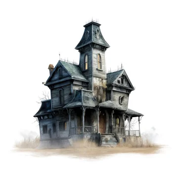 Haunted House with Spooky Atmosphere Isolated