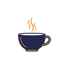 Vector icon of a hot coffee mug with steam, perfect for a cafe or restaurant symbol