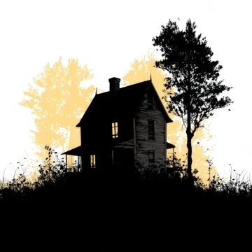 Haunted House Silhouette Isolated Vector Design on white background
