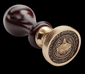 Brass and Wooden Seal Stamp with Intricate Design