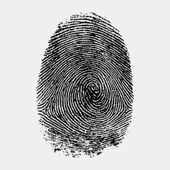 Fingerprint Signature Symbol Vintage Flat Icon Set, Fingerprint Biometric Clip Silhouette Vector