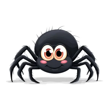 Funny Cute Spider in Simple Vector Style on white background