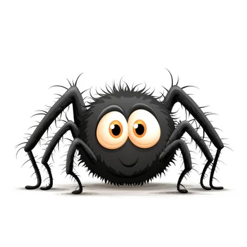 Cute Cartoon Spider with Big Eyes Isolated on white background