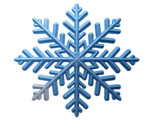 3D Detailed Icy Blue Snowflake Geometric Ornament on Dark Background