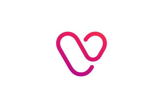 Letter V with heart logo icon design template elements