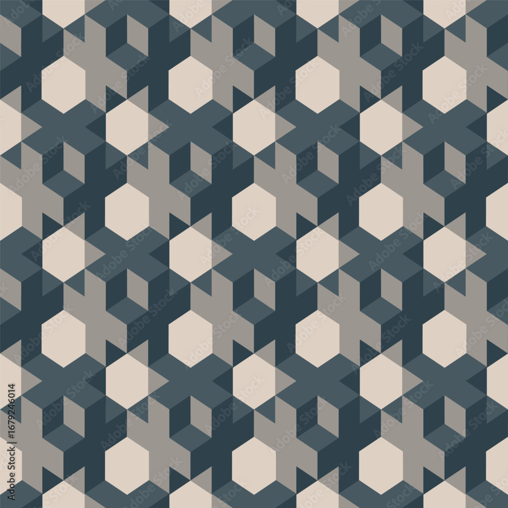 Poster geometric low poly hexagon repeating pattern for textile and fashion design