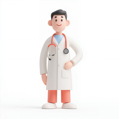 Cartoon Style 3D Doctor With White Coat