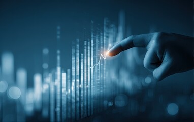 Hand Pointing to a Rising Graph, Representing Business Growth and Success.