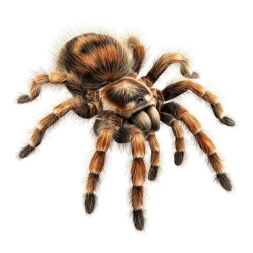 Creepy Tarantula with Hairy Legs Centered View on white background