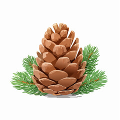 Pine cone set, realistic vector illustration isolated