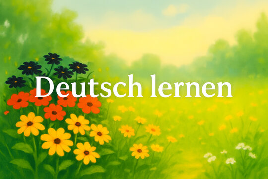 Deutsch lernen German language learning floral thumbnail design