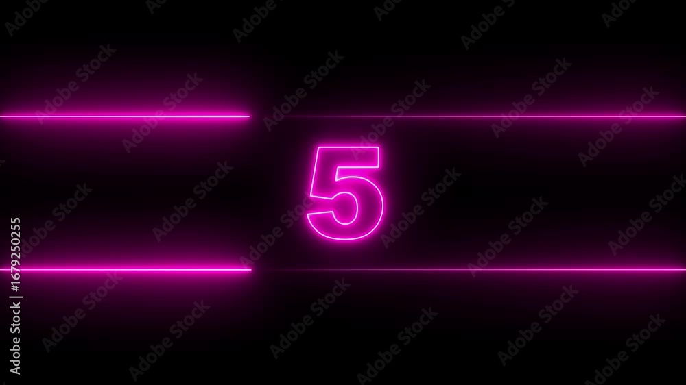 Poster glowing neon countdown digital clock animation, 10 to 0 second countdown digital clock timer icon .n