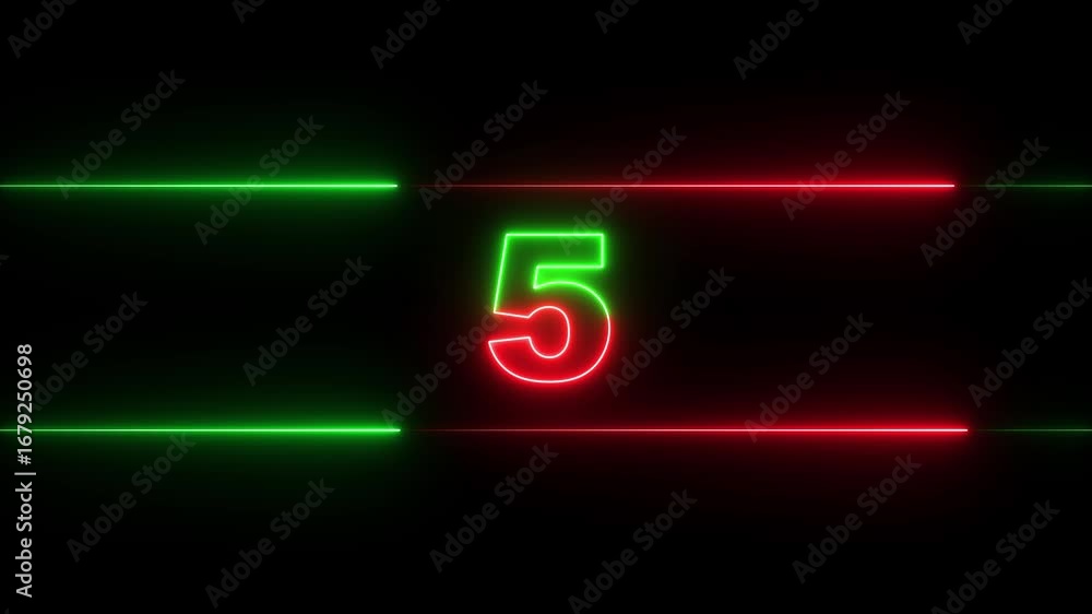 Poster glowing neon countdown digital clock animation, 10 to 0 second countdown digital clock timer icon .n