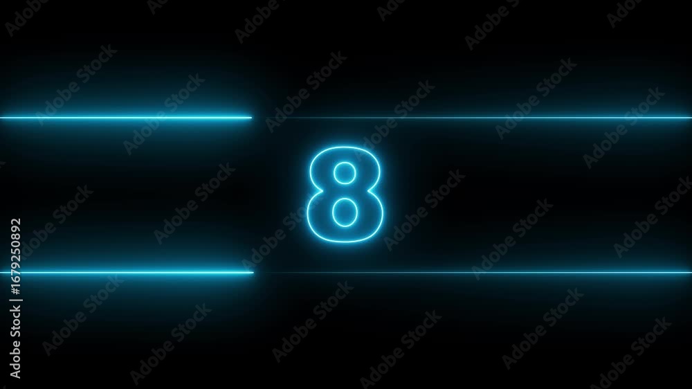 Aufkleber glowing neon countdown digital clock animation, 15 to 0 second countdown digital clock timer icon .n