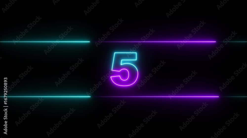 Poster glowing neon countdown digital clock animation, 10 to 0 second countdown digital clock timer icon .n