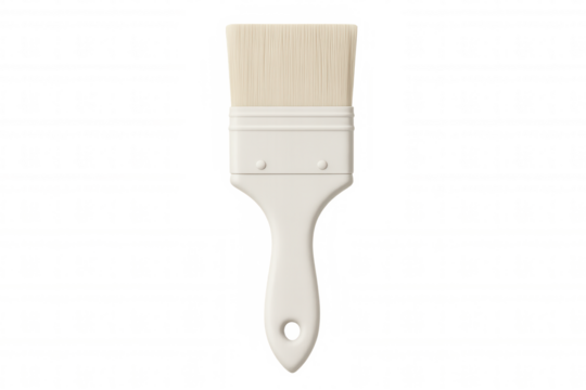 Clean, unused white paintbrush on a transparent background, perfect for projects related to home improvement, diy, or artistic endeavors