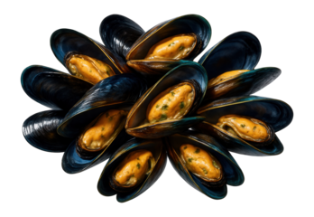 Cooked mussels in shell