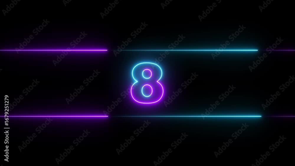 Aufkleber glowing neon countdown digital clock animation, 15 to 0 second countdown digital clock timer icon .n