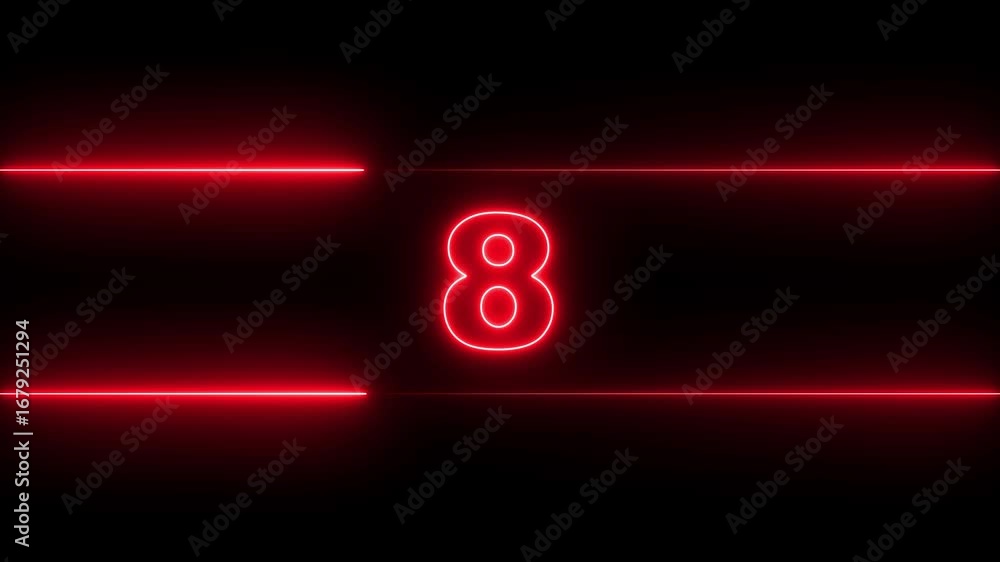 Aufkleber glowing neon countdown digital clock animation, 15 to 0 second countdown digital clock timer icon .n
