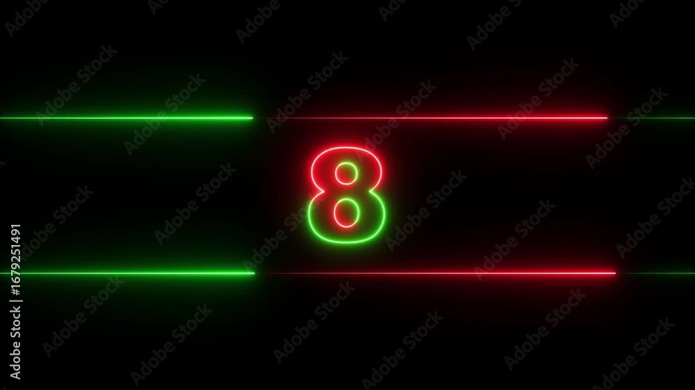 Aufkleber glowing neon countdown digital clock animation, 15 to 0 second countdown digital clock timer icon .n