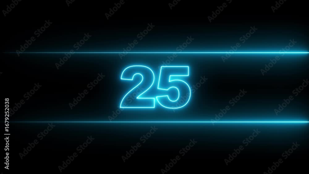 Aufkleber glowing neon countdown digital clock animation, 30 to 0 second countdown digital clock timer icon .n