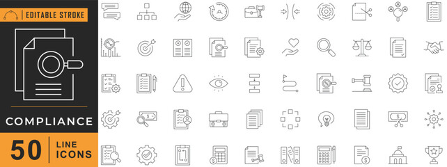 Compliance line editable icon set. Vector illustration.