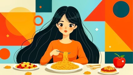 Sunshine Girl Dining Illustration