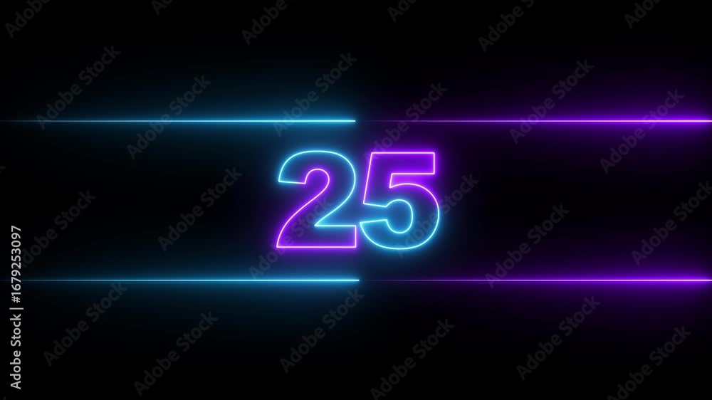 Aufkleber glowing neon countdown digital clock animation, 30 to 0 second countdown digital clock timer icon .n