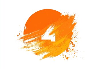 Fototapeta premium Orange circle with a white number four