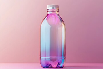 Colorful Reflection Bottle on Pink Background Glass Water Clear Plastic on transparent background