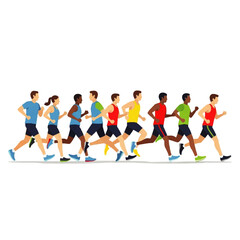 Diverse Group of People Running Together in a Race