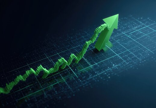 Upward Trajectory Green Arrow Symbolizing Financial Growth and Success.