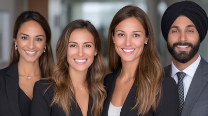 Diverse Business Team Smiling Portrait Professional Attire.