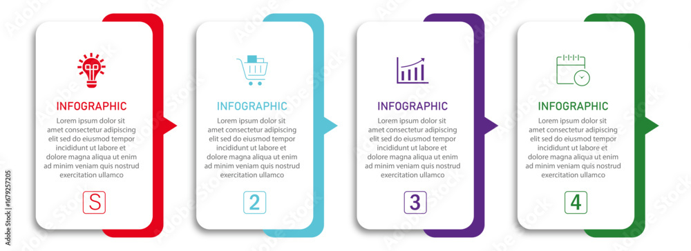 Poster timeline business process visualization with icon | modern infographic one side colorful border with