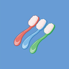 
Illustration of a toothbrush, to maintain healthy teeth, toothbrush with red, blue and yellow colors, cute cartoon illustration