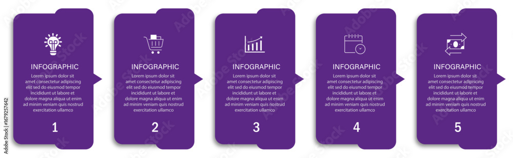 Poster timeline business process visualization with icon | modern infographic design with arrow indicator s