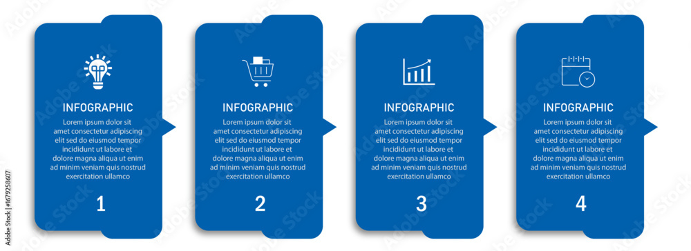 Aufkleber timeline business process visualization with icon | modern infographic design with arrow indicator s