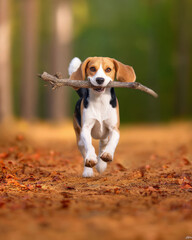 cute happy dog playing in the park