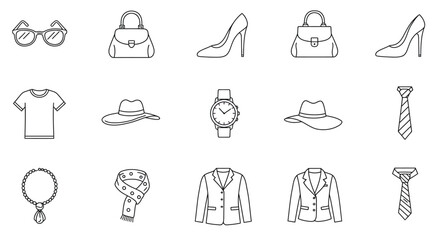 Stylish collection of fashion accessories and clothing essentials for modern wardrobes, perfect for design projects and style inspiration.