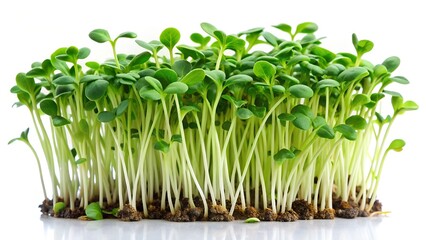 Sprouting microgreens isolated on white background